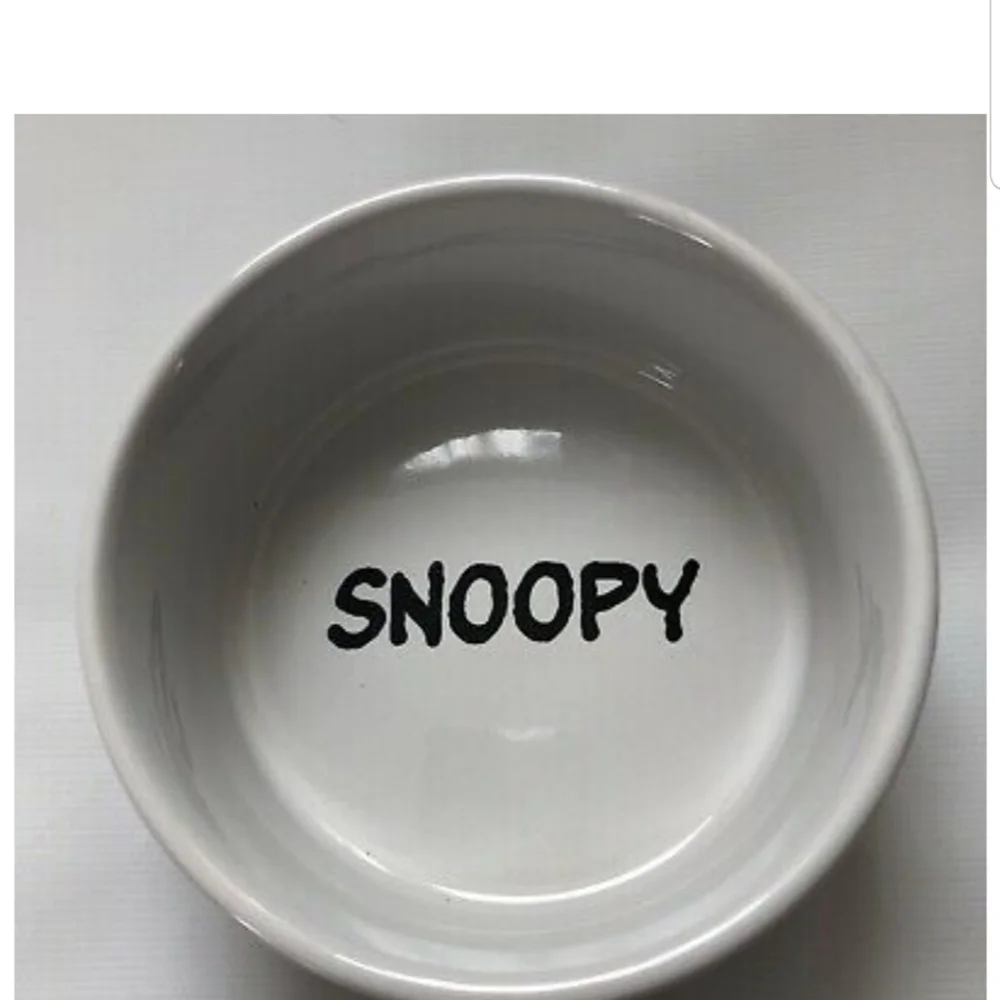 SNOOPY SUPPERTIME CERAMIC DOG CAT PET FOOD DISH PEANUTS SNACK BOWL 4.5”